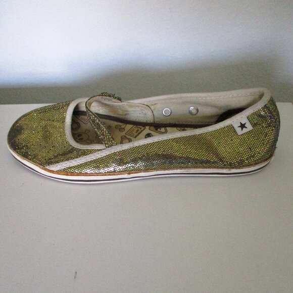 Converse One Star Womens Gold Lame' Mary Jane Ballet Flat - Size 4.5M - Picture 5 of 9